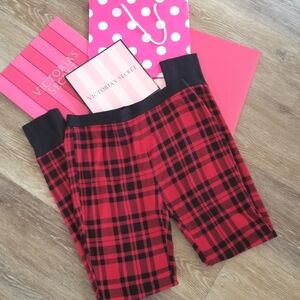 Victoria's Secret Cozy Buffalo Plaid Sleep Pajama Bottom Pant Logo Waistband NWT